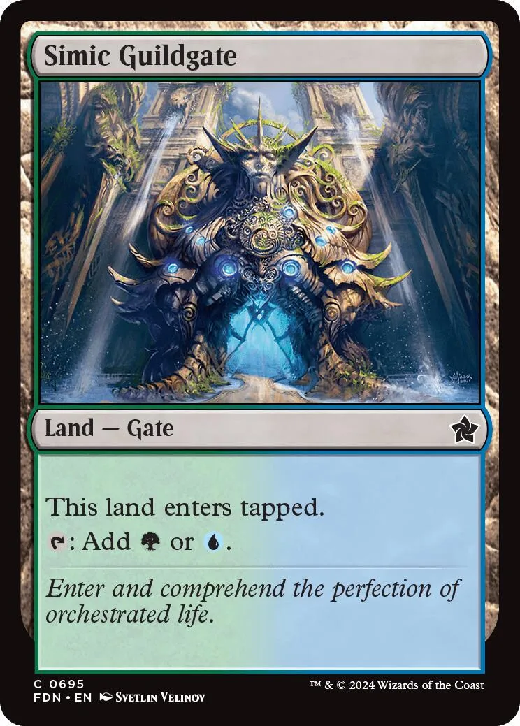 Dark, ornate creature on a fantasy landscape card. Blue and gold tones.