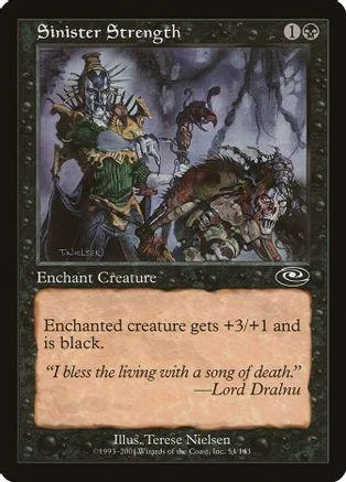 Dark fantasy creature card art featuring monstrous figures in a gloomy forest.