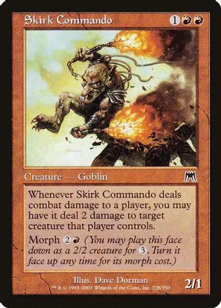 Goblin creature card featuring a snarling, brown goblin amidst fiery orange and yellow effects.