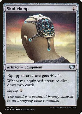 Skullclamp card featuring a stylized skull design on a bald head.
