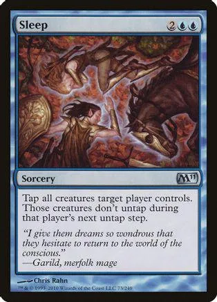 Magic: The Gathering card, "Sleep," featuring a dark, mystical scene.