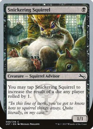 Squirrel creature card art featuring a large, furry squirrel in a cage.