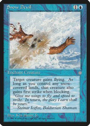 Snow Devil card art: brown creature in white, icy, turbulent water.