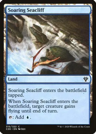 Blue and brown landscape art on a Magic: The Gathering land card.