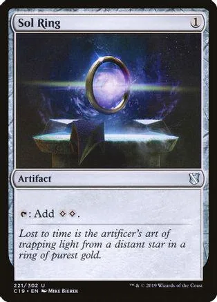 Purple ring floats above dark, starry landscape on a Magic: The Gathering card.