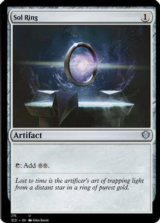 Magic: The Gathering Sol Ring card art featuring a glowing ring in space.
