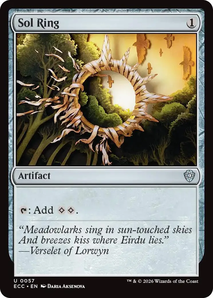 Magic: The Gathering Sol Ring card art featuring a glowing, spiky ring.