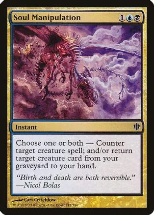 Magic: The Gathering card, Soul Manipulation, dark fantasy art, black and purple tones.