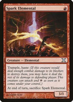 Elemental creature card, fiery scene, black and orange tones, standard card frame.