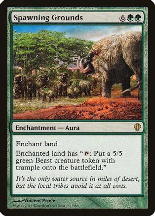 Elephant in lush green jungle landscape on a Magic: The Gathering card.
