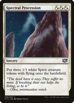Dark, rocky landscape card art for Spectral Procession, white border.