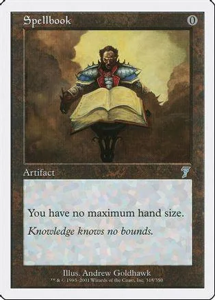 Dark-haired figure in armor opens a large book on a Magic: The Gathering card.