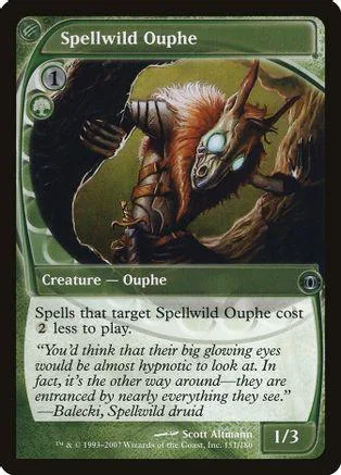 Brown, furry creature with glowing eyes on a green Magic: The Gathering card.