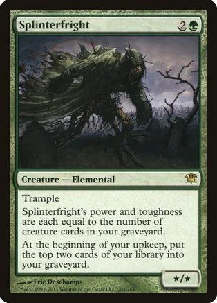 Dark, shadowy elemental creature on a green Magic: The Gathering card.