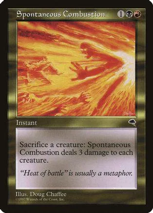 Orange and yellow fiery art on a Magic: The Gathering card.