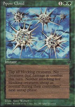 Spore Cloud Magic: The Gathering card art showing spiky, blue, star-like organisms.