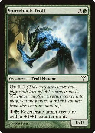 Dark, glowing troll creature on a green Magic: The Gathering card.