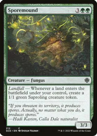 Green fungus creature card art, showing glowing mossy forest scene.