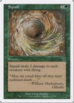 Stormy vortex art on a Magic: The Gathering card, Squall.