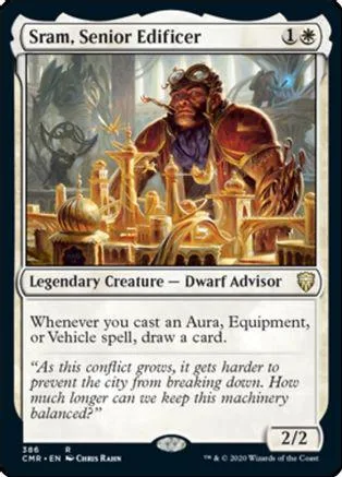 Dwarf advisor creature card featuring a bearded man in armor, brown and gold tones.