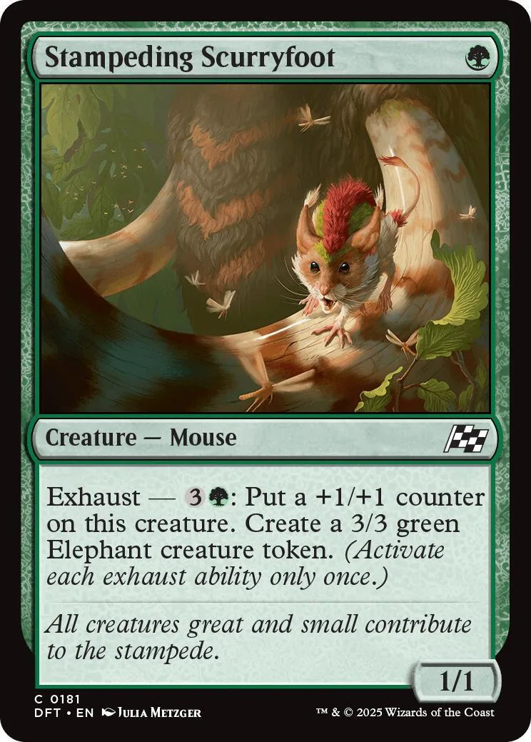 Mouse creature card art featuring a squirrel-like creature in a forest setting.