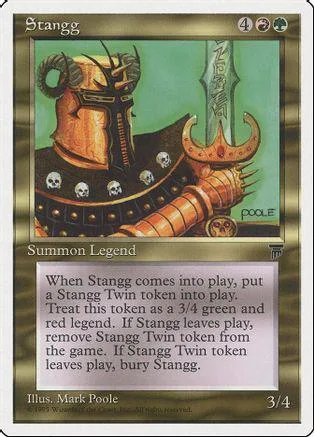 Stanggg Magic: The Gathering card featuring a horned helmet and skull motif.