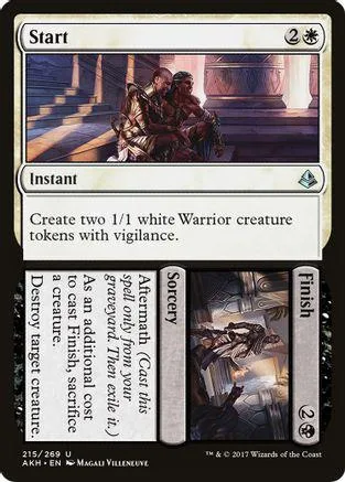 White and black Magic card showing two figures in a dramatic, dark setting.