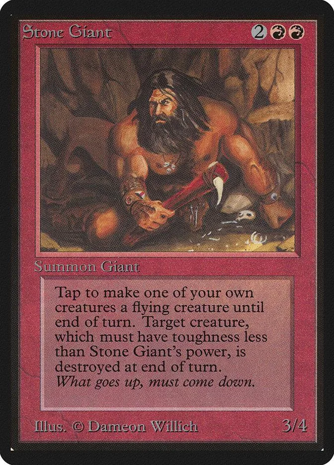 Stone Giant card art showing bearded figure playing a red instrument.