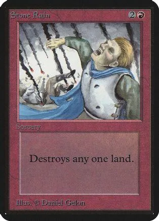 Card art depicts man with outstretched arm in dramatic, stormy scene.
