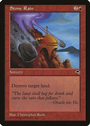 Stone Rain Magic: purple and brown landscape art on a Magic: The Gathering card.
