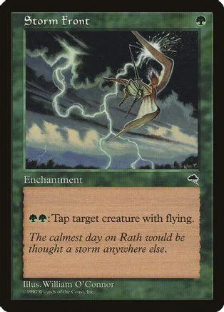 Storm Front card art: lightning strikes over a dramatic, stormy sky.
