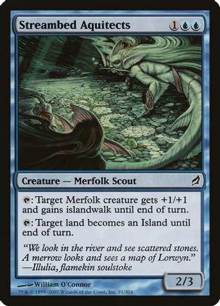 Green merfolk creature on a swampy landscape, black and white card art.