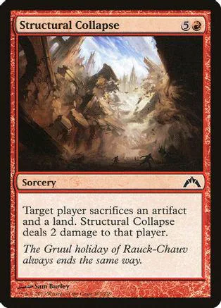 Magic: The Gathering card, Structural Collapse, depicting a rocky, collapsing landscape.