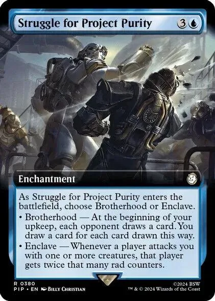 Magic: The Gathering card, Struggle for Project Purity, dark fantasy art.