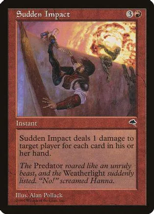 Card art depicts a figure falling against a fiery, dramatic background.