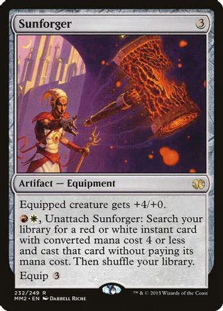 Card art shows warrior with glowing weapon against dark, fiery background.