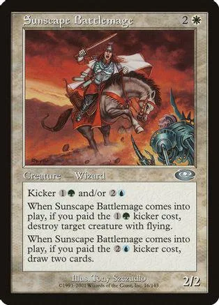 Card art depicts armored figure on horse against fiery, orange background.