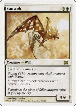 Brown winged creature flying through clouds on a trading card.