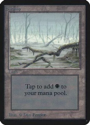 Green swamp landscape art on a Magic: The Gathering land card.