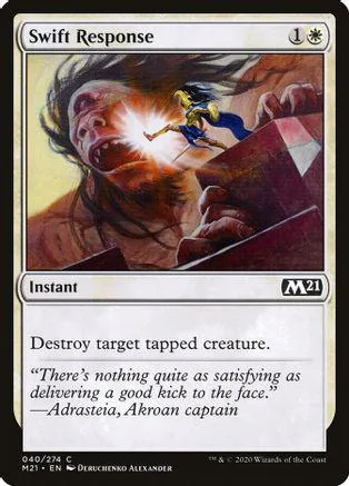 Card art depicts a fierce face with a small figure flying near. White and black frame.