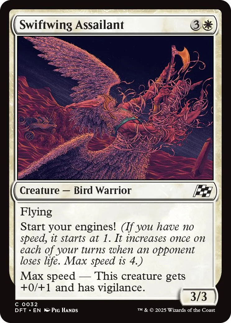 Card art depicts a winged warrior figure against a dark, fiery background.
