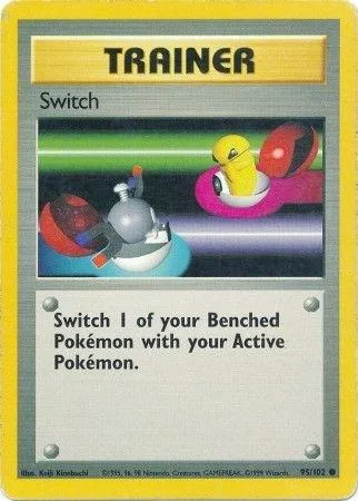 Trainer card featuring two Pokémon on a colorful field. Yellow and red Pokémon visible.