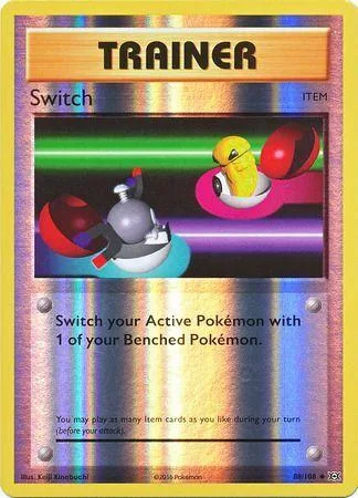 Trainer card featuring a yellow and red Pokémon on a colorful background.