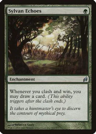 Fantasy forest scene on a Magic: The Gathering card, dark green and brown tones.