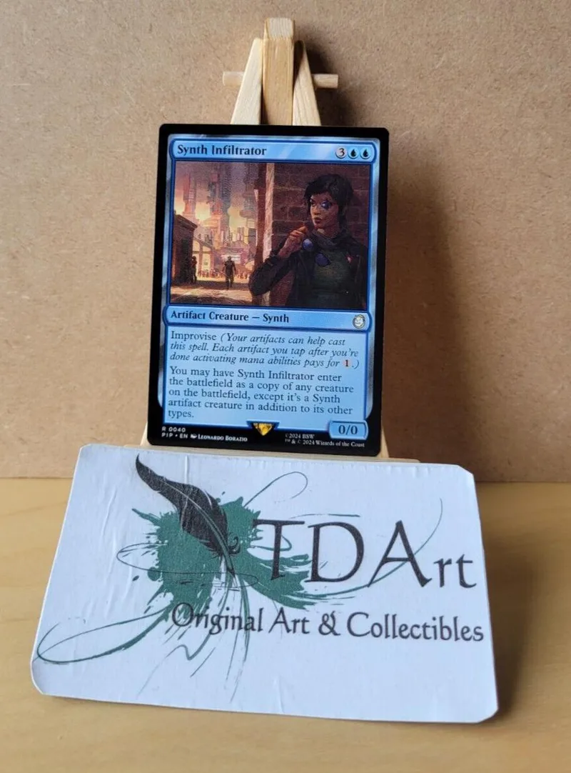 Blue and black card featuring a dark, atmospheric scene and a person.