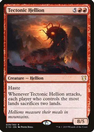 Dark, fiery hellion creature card with orange and black artwork.
