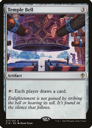 Magic: The Gathering card, Temple Bell, purple and blue artwork, standard card frame.
