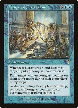 Magic: The Gathering card, Temporal Distortion, blue and green art, standard card frame.