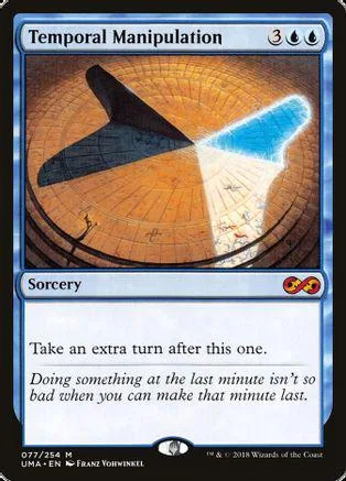 Blue and orange card art depicting a stylized, abstract temporal effect.