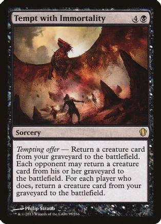 Magic: The Gathering card, "Tempt with Immortality," dark fantasy art.